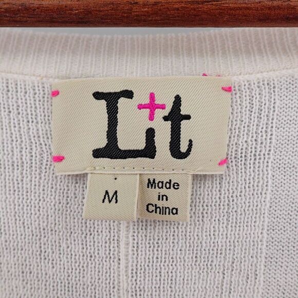 Label +Thread Goldie V Sweater Womens Medium Cream Knit Minimalist Timeless - Picture 5 of 16